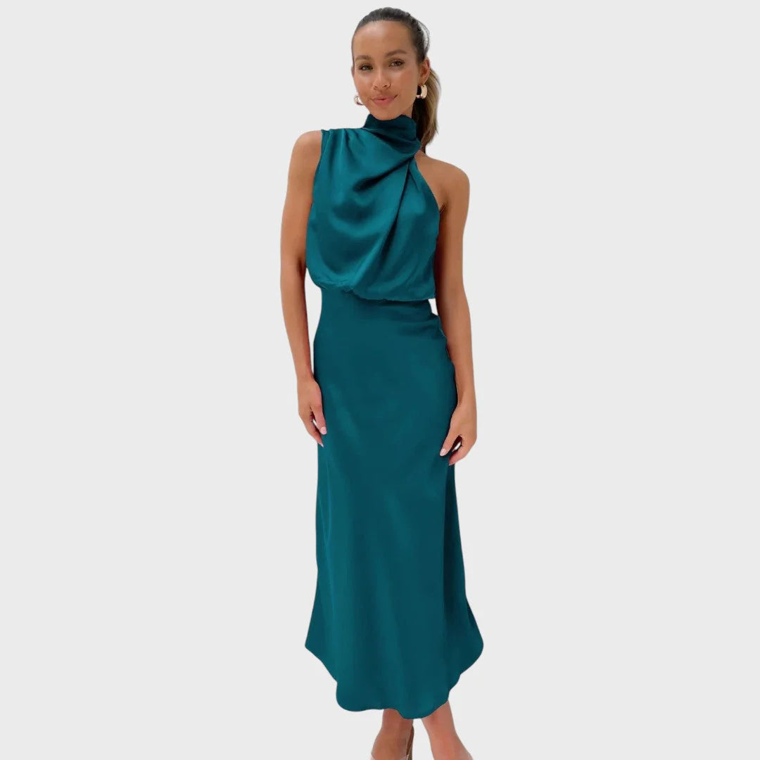 Benthe | Midi Dress with Off-The-Shoulder Design