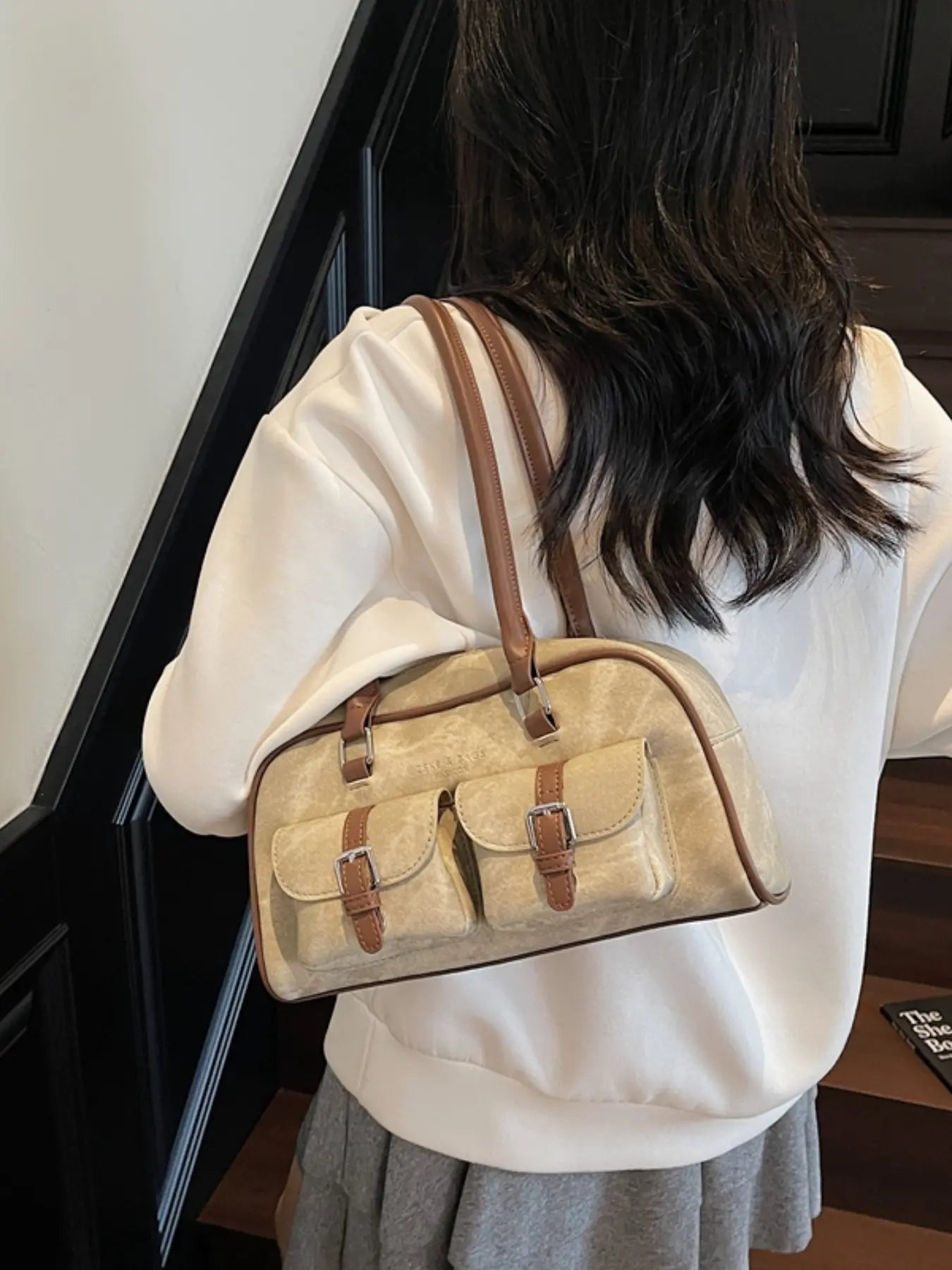 Women'S Solid Color Classic Flap Shoulder Bag, Fashionable Large Capacity Shoulder Bag with Charm, Casual Versatile Commuting Bag for Daily Used