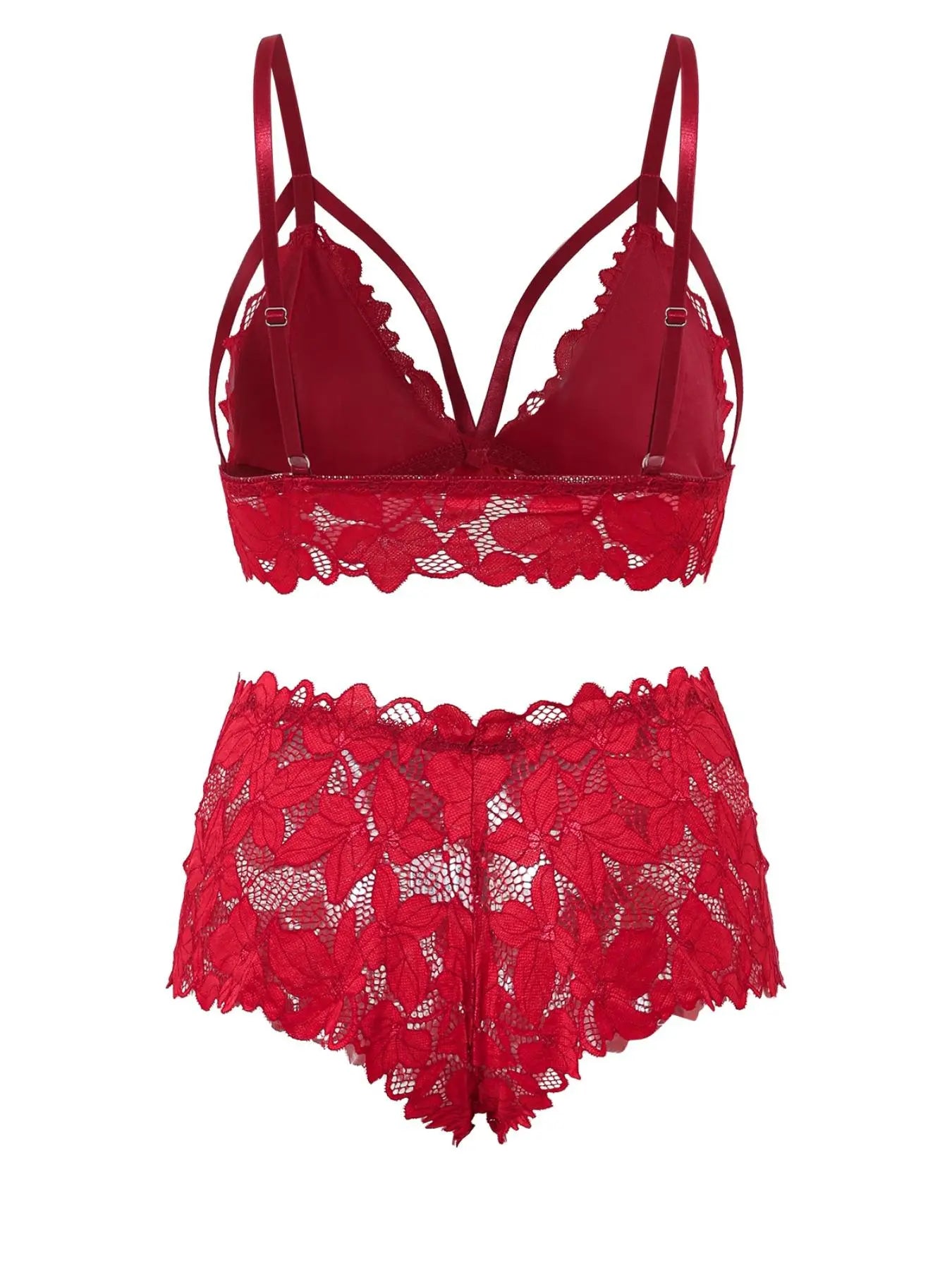 【Plus Size】 Women'S Bow Decor Lace Bra & Scallop Trim Brief Boxer Set, Adjustable Strap Push up Lingerie & Sheer Panty, Soft Comfy Breathable Underwear Set for Women