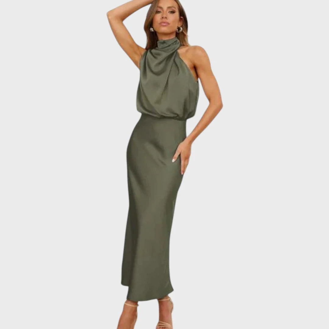 Benthe | Midi Dress with Off-The-Shoulder Design