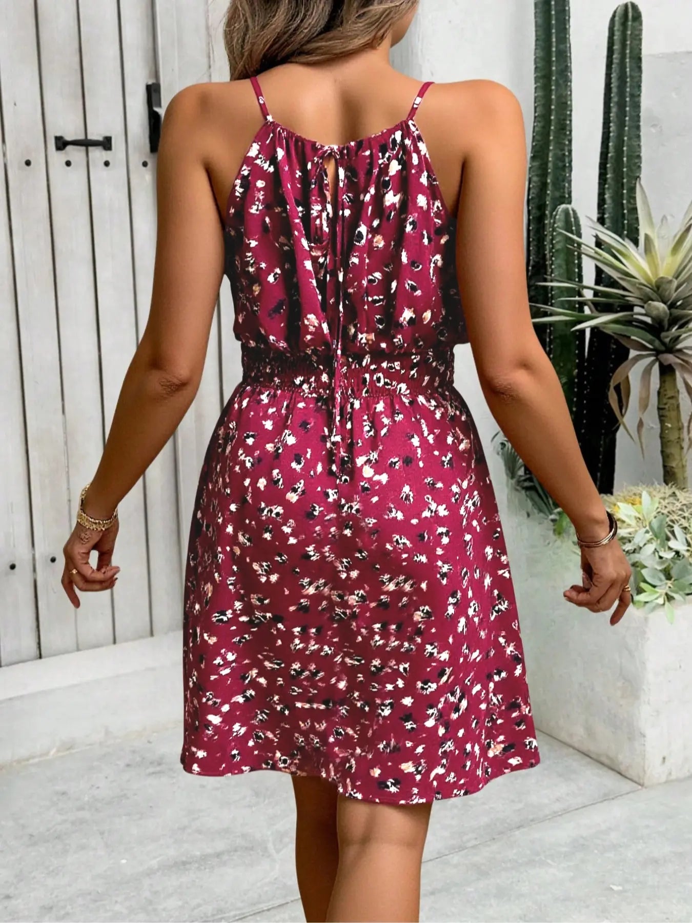 Women'S All over Print Halter Neck Dress, Boho Fashion Casual Sleeveless Short Dress for Beach Holiday Vacation, Ladies Summer Clothes