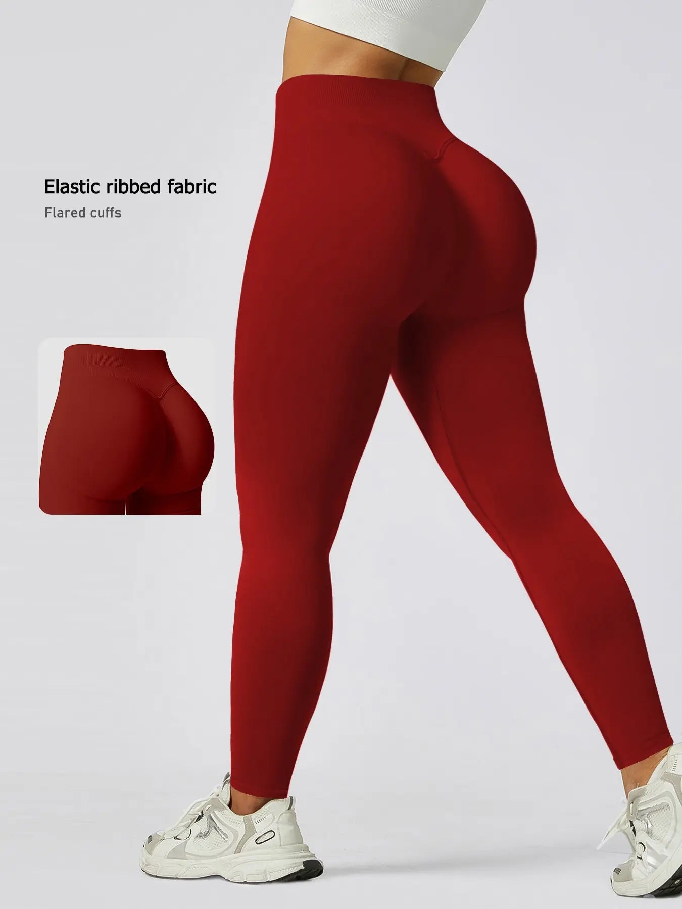 Women'S Seamless High-Waisted Sporty Leggings, Gym Fitness Leggings, Tight-Fitting Knit Fabric, Butt-Lifting Yoga Pants for All Seasons, Seamless Workout Leggings