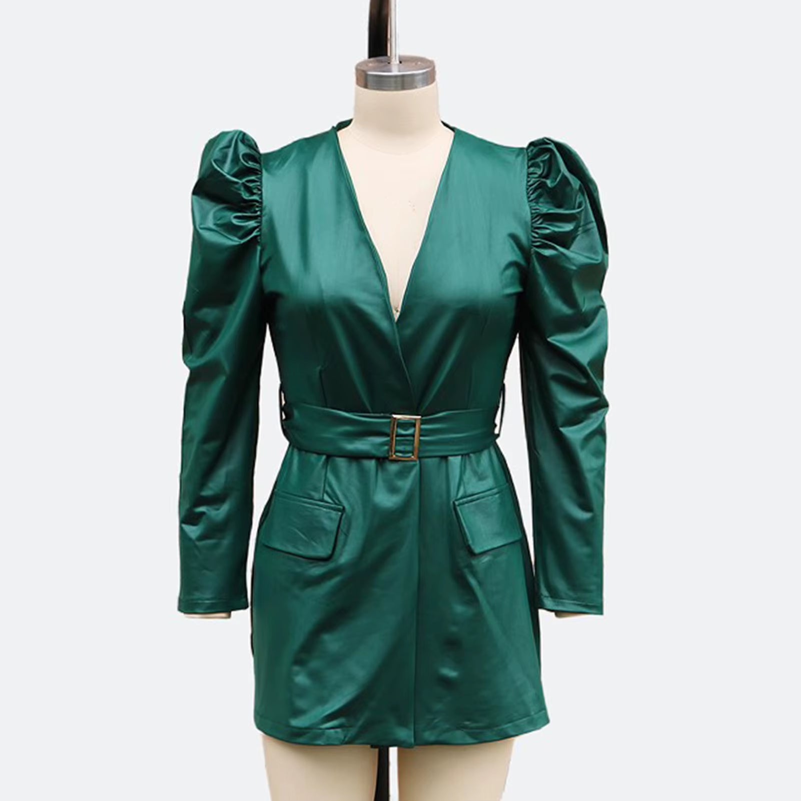 Fashion Dresses Women Lace Long Sleeve Zipper Pocket Large Hem Faux Leather Mini Dress Party Elegant Slim Sexy Women Dress