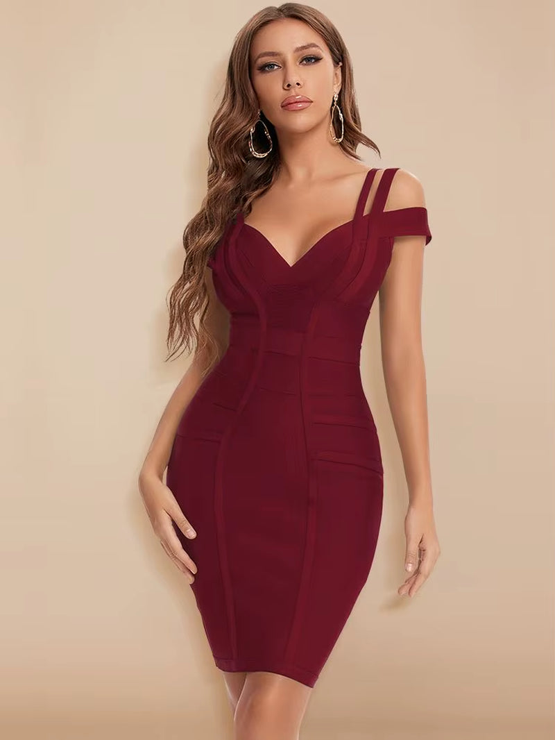 Sexy Plunge V Green Birthday Dress Bandage Women 2023 Double Strap Party Weddind Dress Tight Bodycon Birthday Vestido