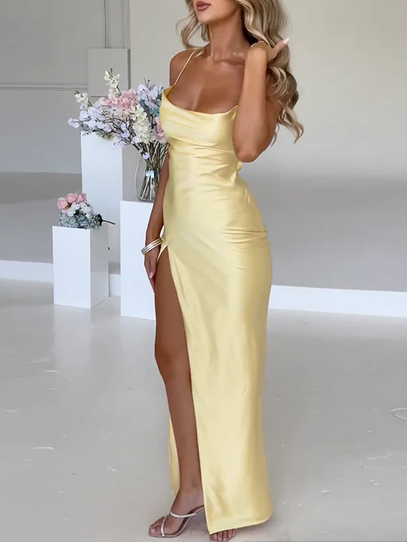 Einfache Maxi-Kleid Mit Seitenschlitzen – Nayla