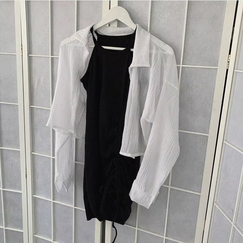 Sleeveless Dress Women Sexy Black Shirring Hot Girls Summer Dresses Slim Fashion New Korean Party Mini Club Harajuku Vestidos