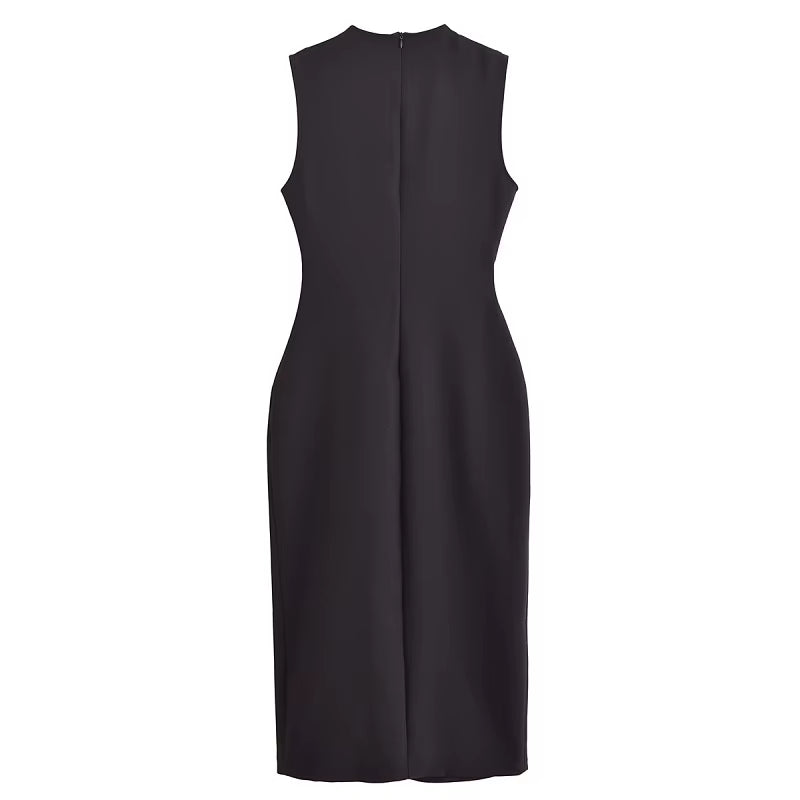 2025 Womens Dresses Black Office Long Dresses for Women Spring Sleeveless Midi Dress Woman Belt Button Women'S Dress Vest