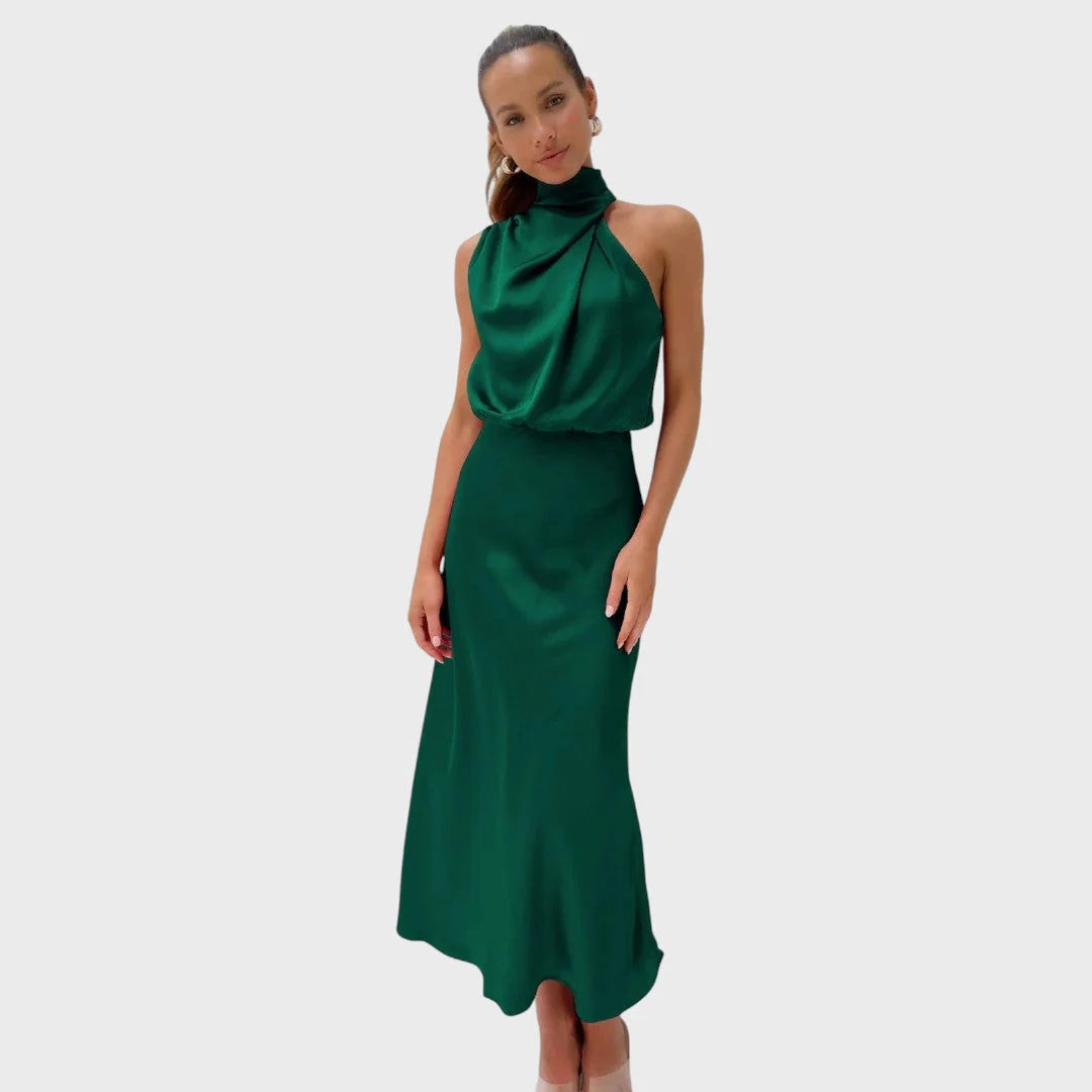 Benthe | Midi Dress with Off-The-Shoulder Design