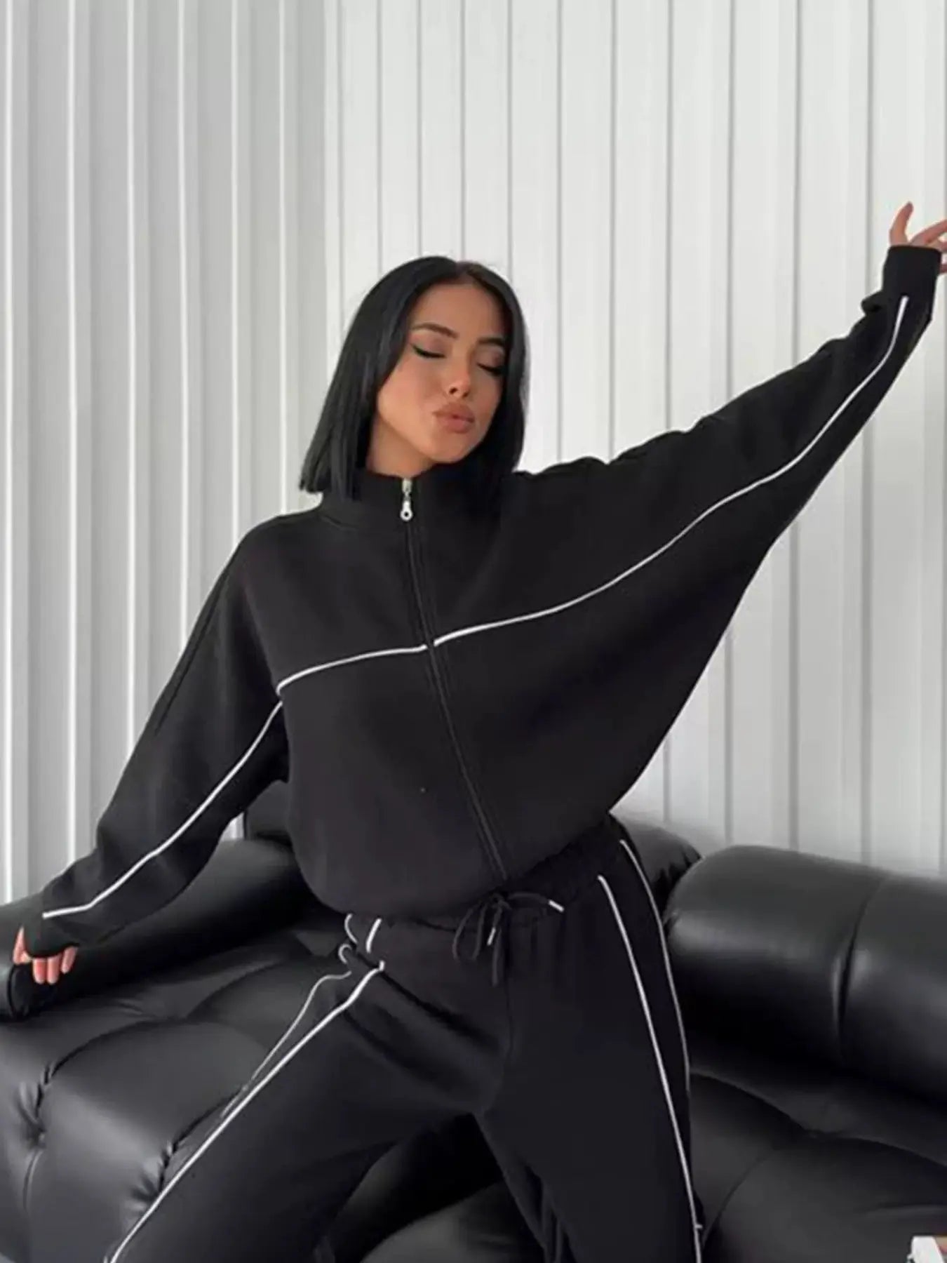 Women'S Sports Sweatshirt Long Pants Set, Casual Sportswear for Women, Comfortable & Stylish for Daily Wear, Athleisure Wear Set