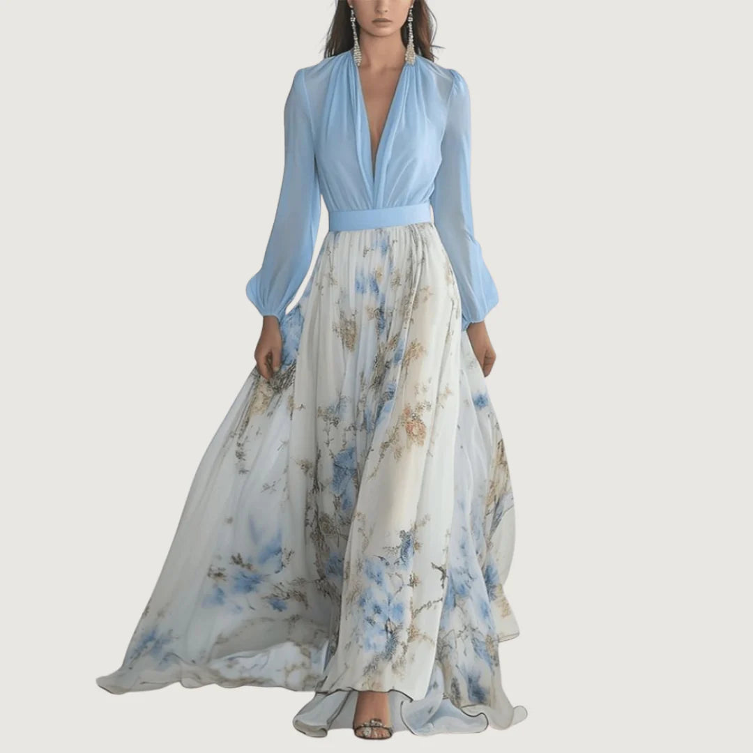 Lysandra™ | Robe Longue À Imprimé Floral Délicat