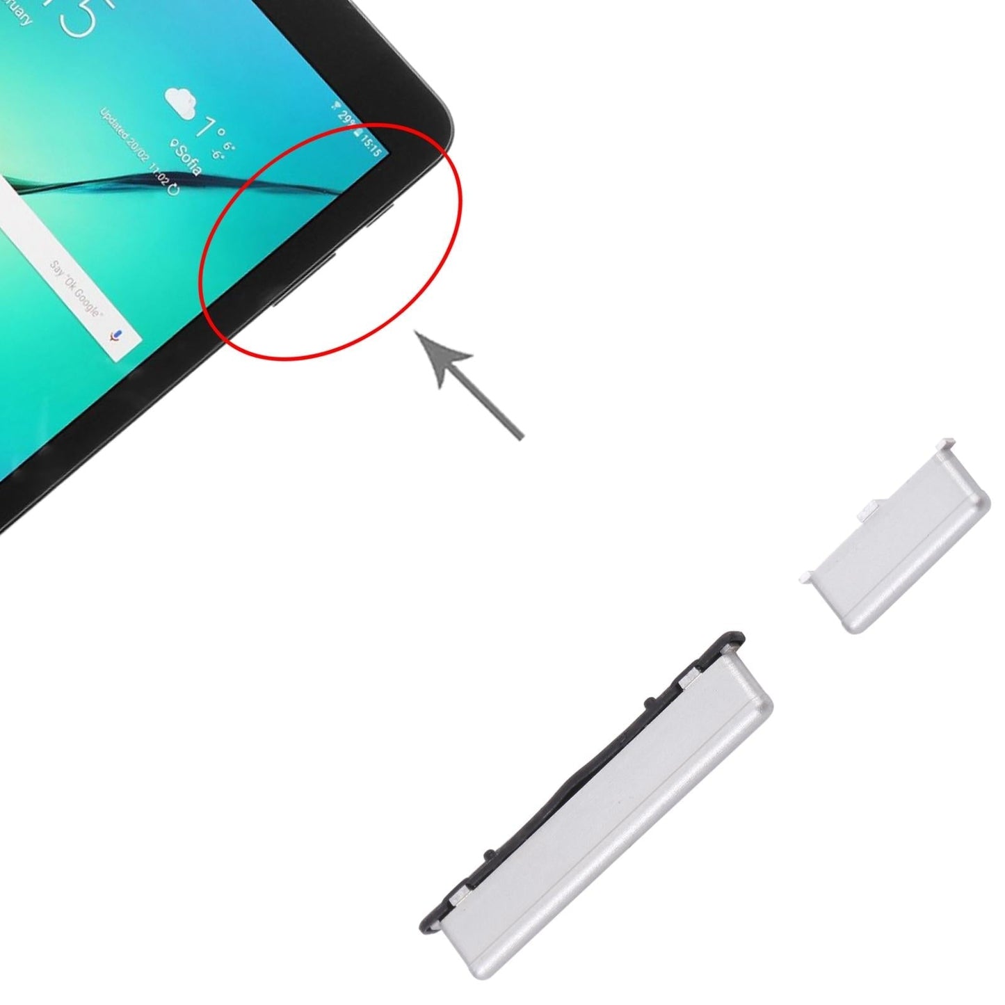NNEIDS Silver Power & Volume Buttons For Samsung Galaxy Tab S3 9.7