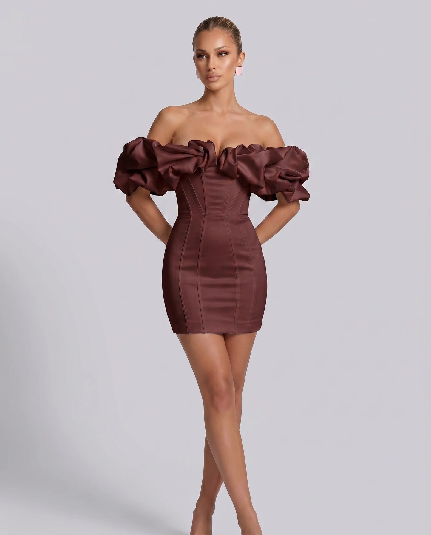 Hazel | Mini Dress with Off-Shoulder Ruffle Bodice