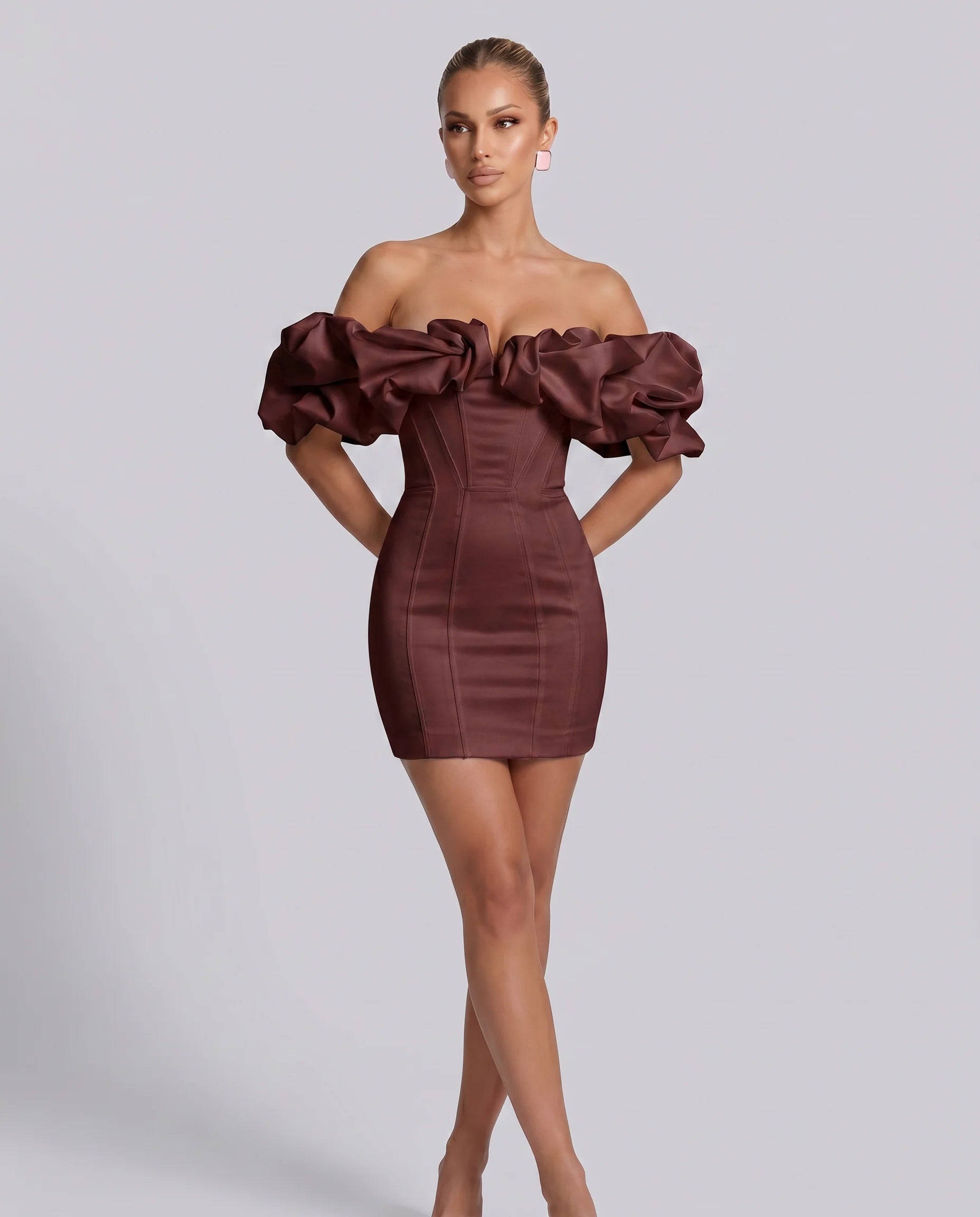 Hazel | Mini Dress with Off-Shoulder Ruffle Bodice