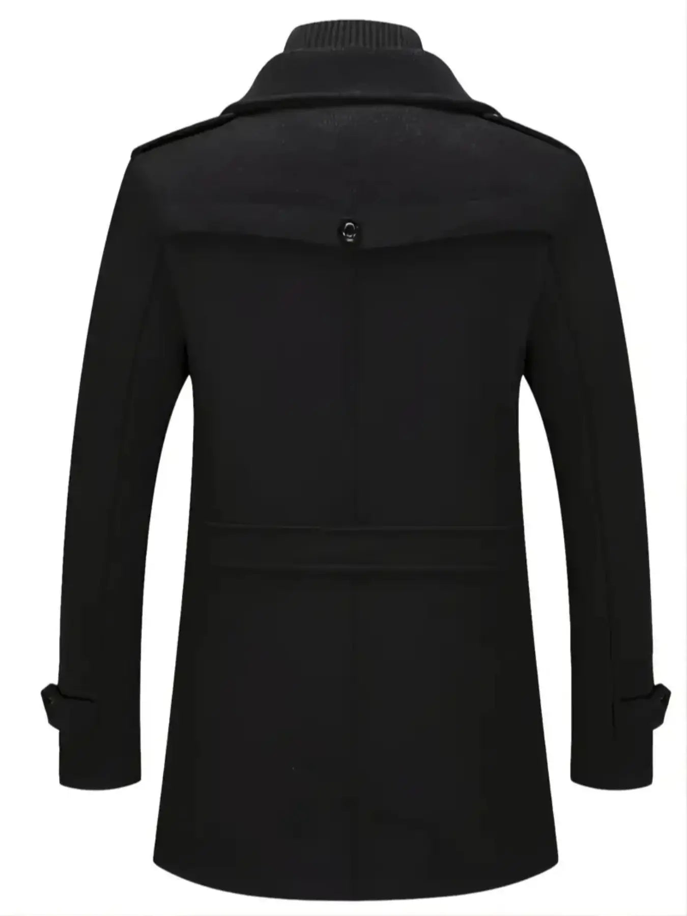Men'S Double-Collar Blended-Fabric Long Coat with Zipper and Pockets, Warm and Durable Clothing, Suitable for Business or Casual Wear in Autumn & Winter