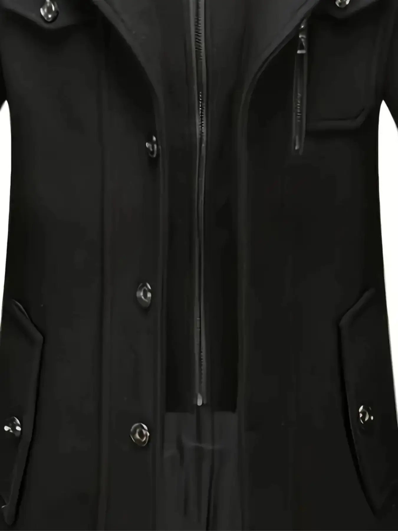 Men'S Double-Collar Blended-Fabric Long Coat with Zipper and Pockets, Warm and Durable Clothing, Suitable for Business or Casual Wear in Autumn & Winter