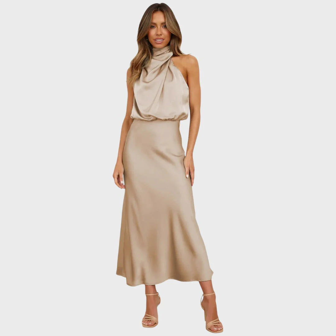 Benthe | Midi Dress with Off-The-Shoulder Design
