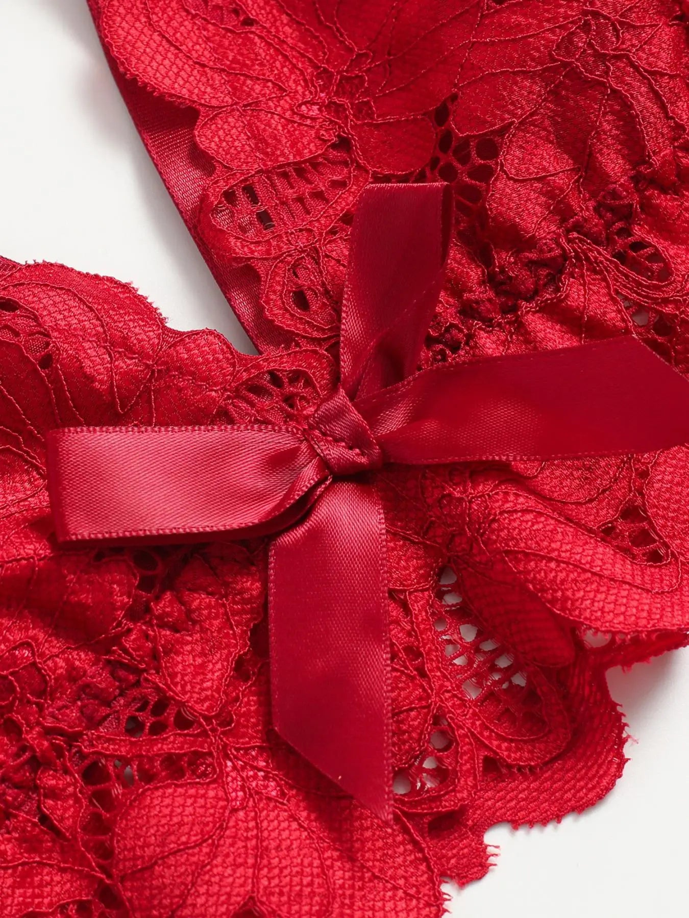 【Plus Size】 Women'S Bow Decor Lace Bra & Scallop Trim Brief Boxer Set, Adjustable Strap Push up Lingerie & Sheer Panty, Soft Comfy Breathable Underwear Set for Women