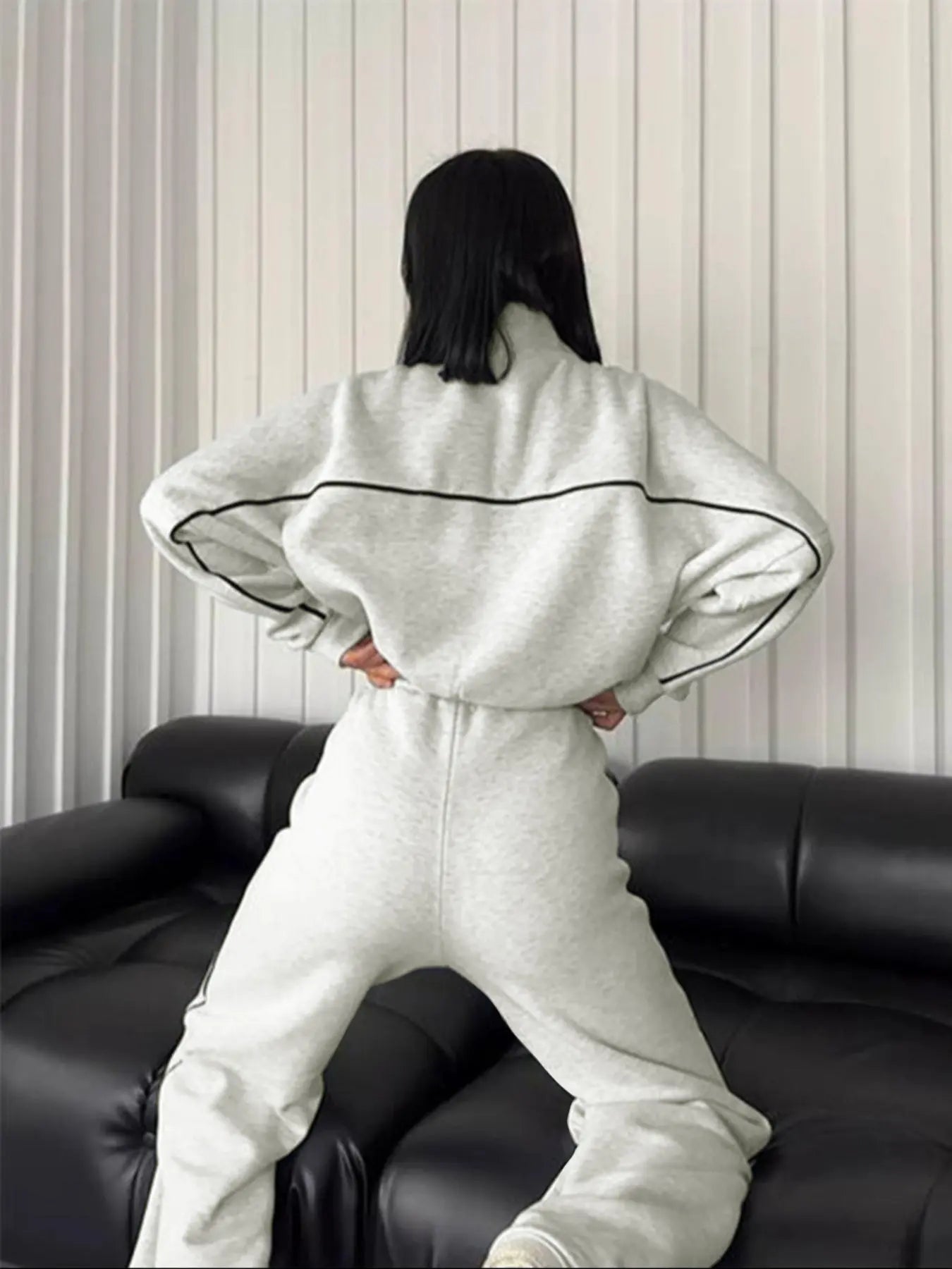 Women'S Sports Sweatshirt Long Pants Set, Casual Sportswear for Women, Comfortable & Stylish for Daily Wear, Athleisure Wear Set
